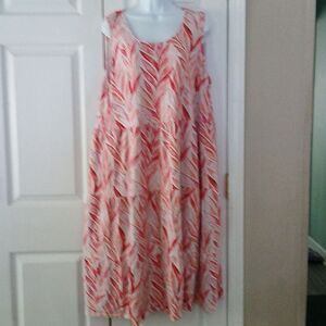 D & Co Beach sleeveless tropical print coverup lounge dress Sz 2XL EUC